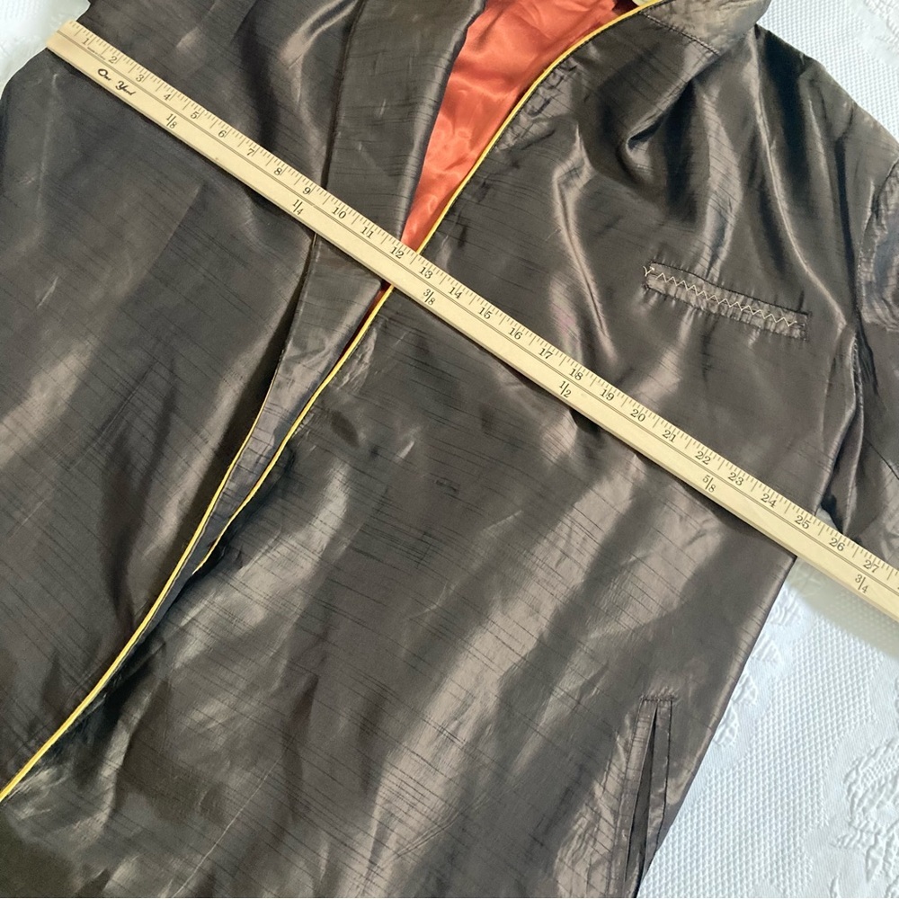 Vintage 1940s men’s dressing smoking gown robe rayon atomic belt old Hollywood - Picture 10 of 16